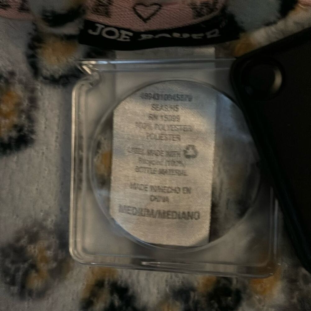 Joe Boxer Hooded Animal Print Robe Tie w/Belt M Sleepwear Cozycore Print College - Picture 9 of 9